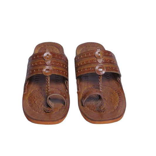 Kolhapuri Leather Footwear with Rubber Sole Slippers for Men