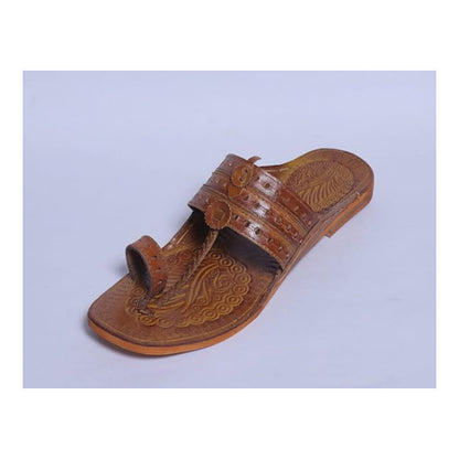 Kolhapuri Leather Footwear with Rubber Sole Slippers for Men